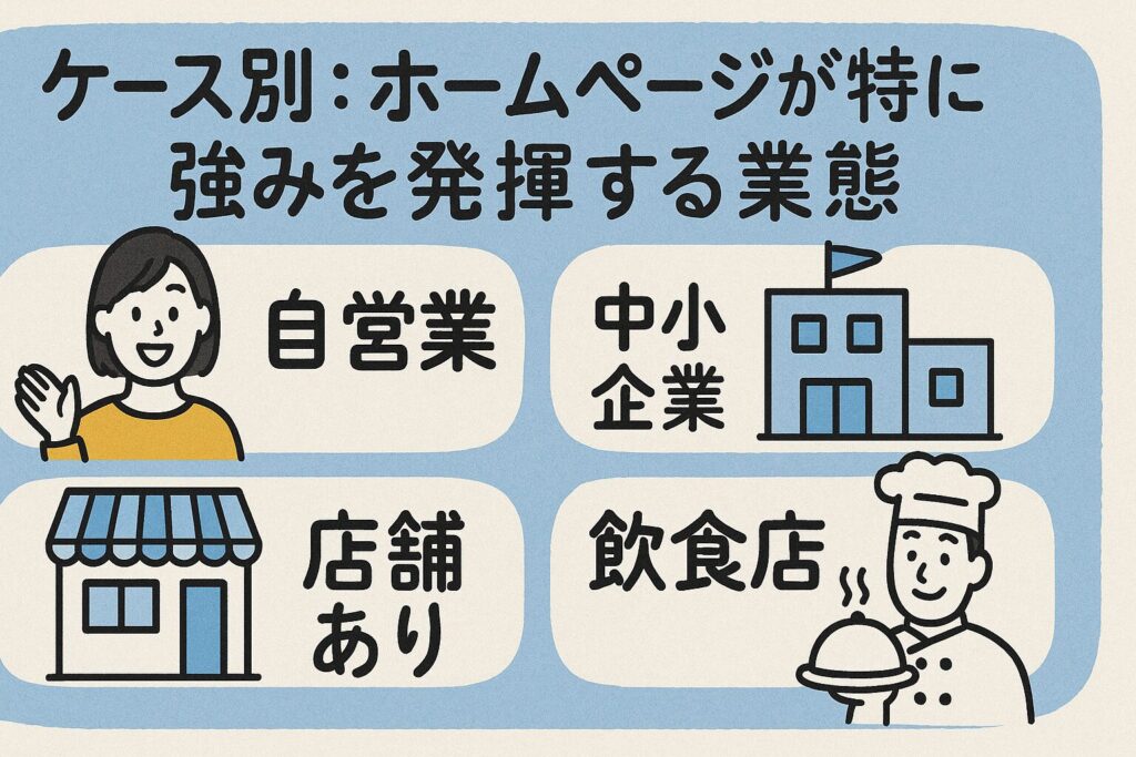 ケース別：ホームページが特に強みを発揮する業態