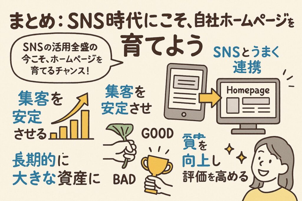 まとめ：SNS時代にこそ、自社ホームページを育てよう
