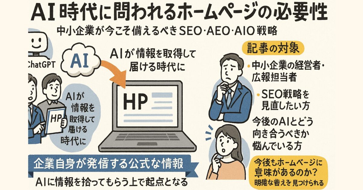 AI時代に問われるホームページの必要性｜中小企業が今こそ備えるべきSEO・AEO・AIO戦略